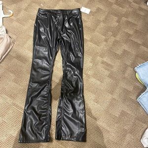 Black leather flare pants (size medium)